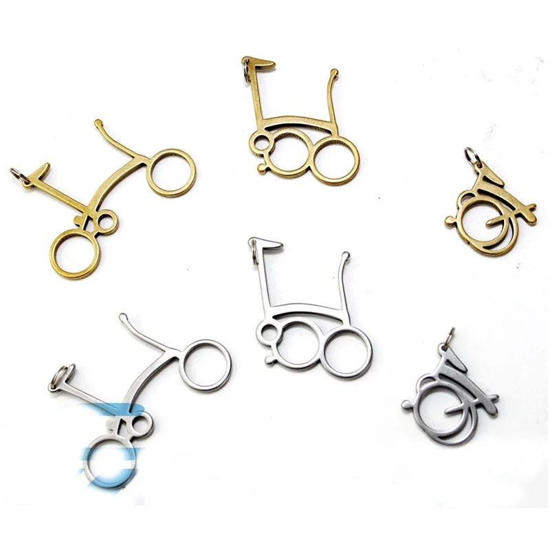 3 dizajn 2 farby obojstranné medené hliníkové bicykle BMX Malé CNC roztomilé pre Brompton Bike Can Cack Keychain
