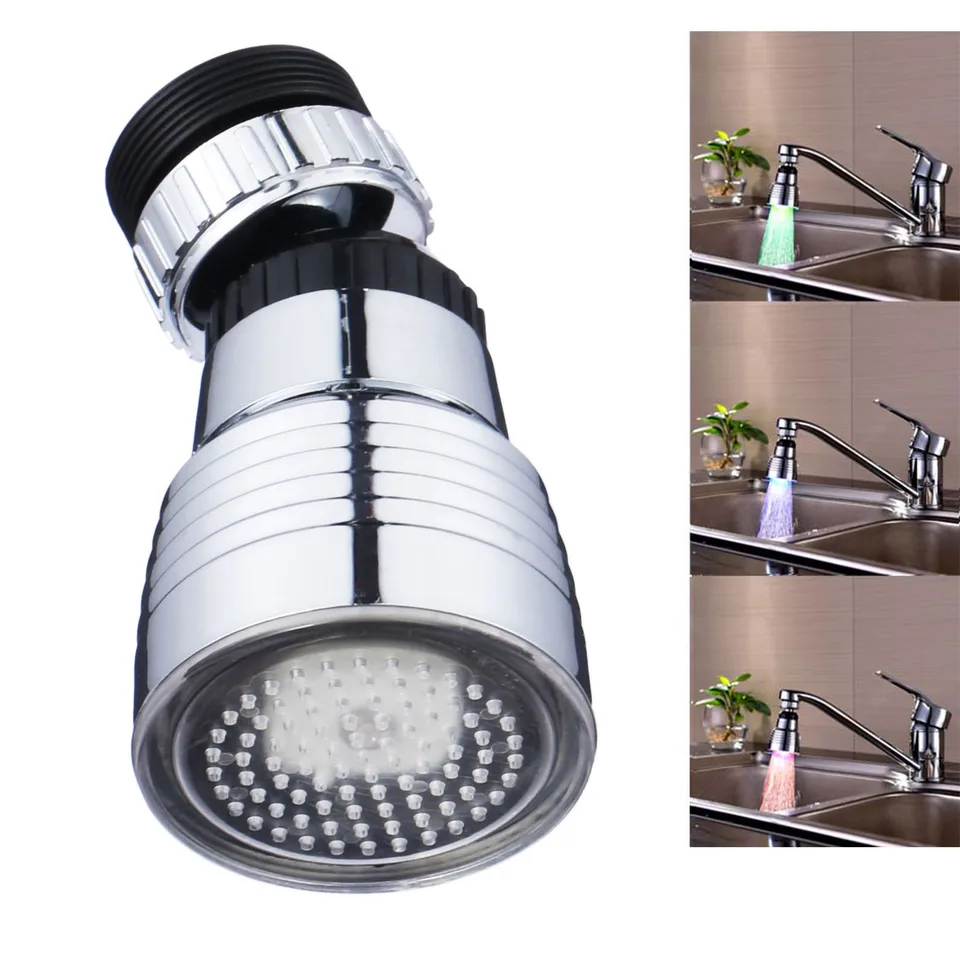 3 farby Teplota Senzor Voda voda LED Faucet Light Kúpeľ