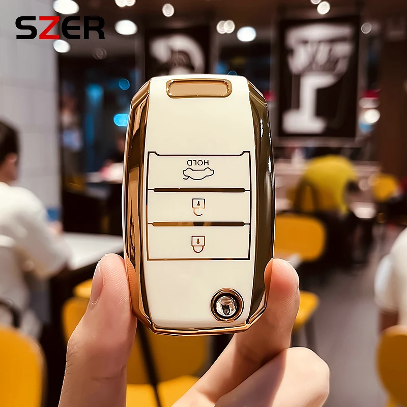3 gombík Soft TPU skladací automobil Kľúč pre Kia Sid Rio Soul Sportage Ceed Sorento Cerato K2 K3 K4 K4 Ochrana diaľkového puzdra