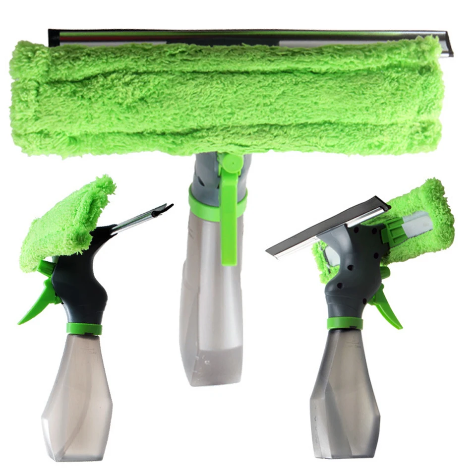 3 in 1 sklo auta Squeegee Spray Cleaner Cleaner Showeegee Spray Spray stierač fľaše Squeegee pre zrkadlo Čistenie skla okna