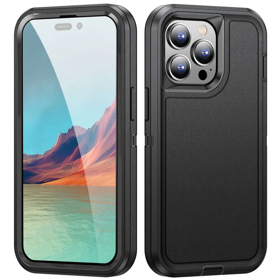 3 IN1 Defend Armor Shock odolný voči puzdru pre iPhone 11 12 13 14 Pro Max 15 Plus 6s 7 8 SE 2022 x XS XR Bumper TPU Zadná časť vydru Otter
