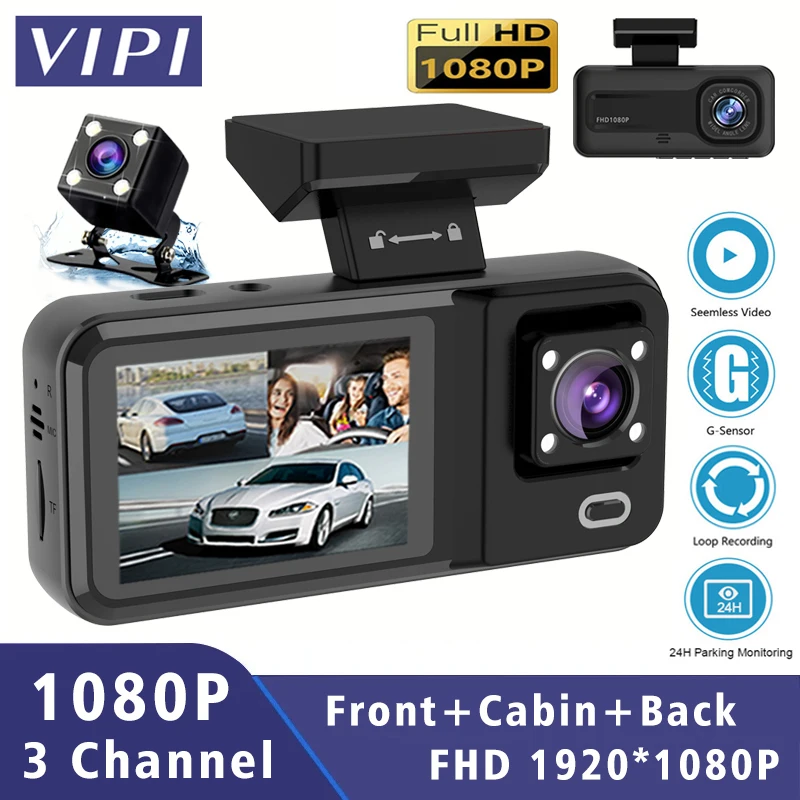3 kanál 1080p CAR DVR CABIN MINI DASH CAM Vnútorné vozidlo Trojcestné kamery DVRS Recorder