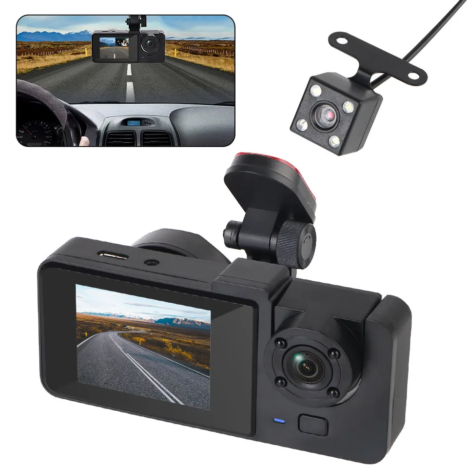 3-kanál DASHCAM CAMCORDER CAR DVR DVR DVR Recorder Video Registrátor HD 1080P TRODÁLNE CAMERA 3-LISS vo vnútri vozidla Dash Dash CAM