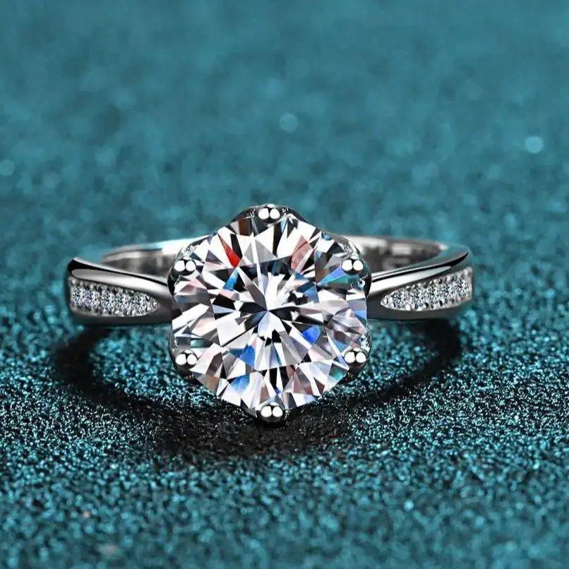 3 karát 9 mm D farba VVS Moissantie Ring Svadobné šperky s Gra 925 Sterling Sliver Pasted 18k White Gold Svadobná skupina