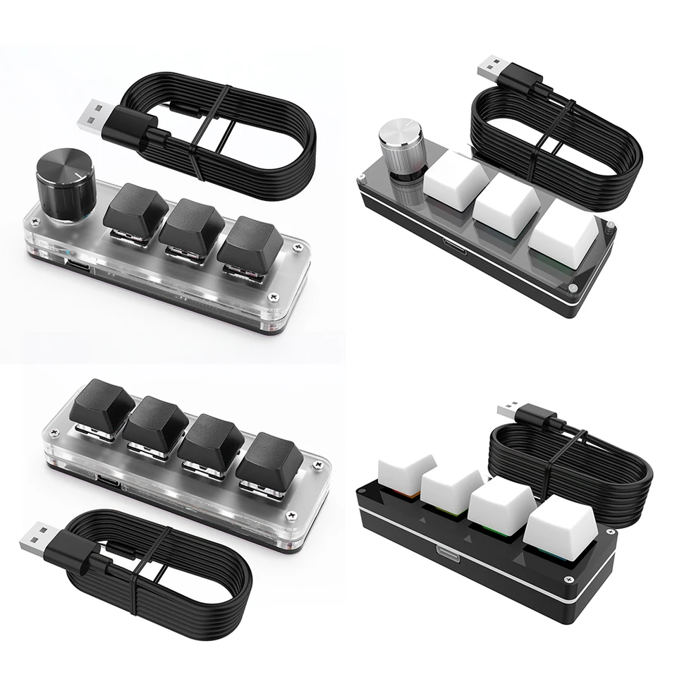 3 Kláves 1 gombík/4 Kláves Jedno ruky Mechanická herná klávesnica RGB káblové USB Mini Mechanical BT klávesnica Hotswap pre notebook MacBook PC