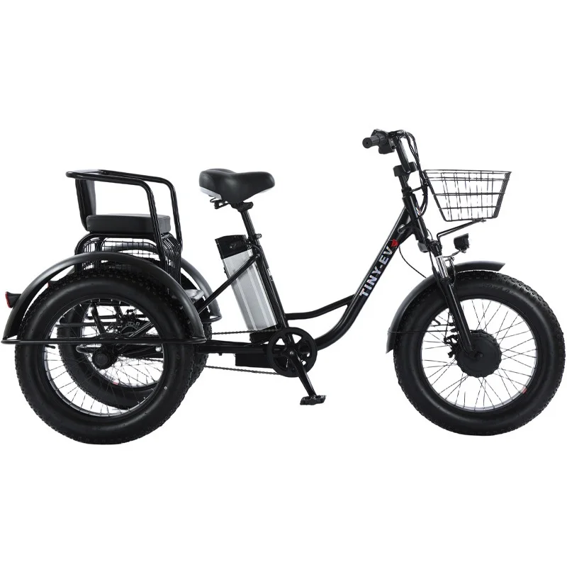 3 kolesá s pneumatikou s pneumatikou s elektrickým nákladom s elektrickým nákladom s sedadlom/košom 20 -palcový elektrický bicykel Dospelý odnímateľná lítiová batéria