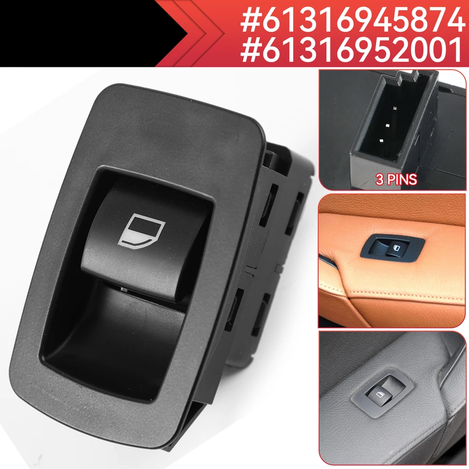3 kolíky 61316945874 Strana prepnutia na spínač výkonného okna Fit pre BMW E71 E72 E83 E90 E91 316i 318i 320I 61316952001 6945874