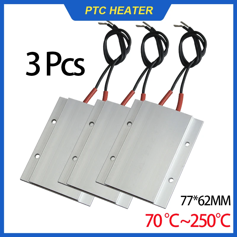 3 ks 12V ~ 220V termostatická PTC ohrievacia doska PTC Ohrievač Element keramická doska Inkubácia zahrievacia stanica 77x62 mm