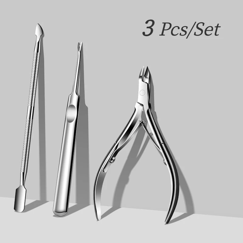 3 ks/set Professional z nehrdzavejúcej ocele nožnice na nechty nožnice Nippers muti funkcia Kutiva Pusher Remover
