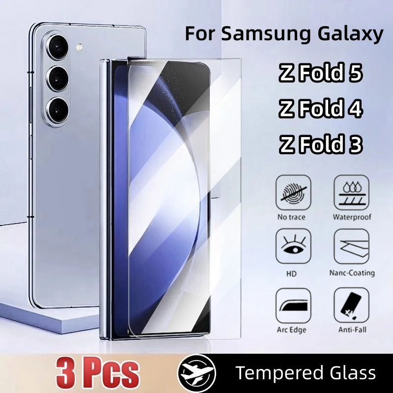 3 ks temperované sklo pre Samsung Galaxy Z Fold 5/4/3 Plné pokrytie Chránič obrazovky pre Galaxy Z Poly 4 -Pybin5 Priehľadné sklo