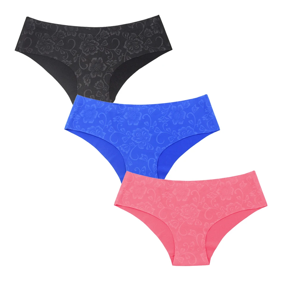 3 ks/veľa plynulých nohavičiek pre ženy sklzom ľadové hodvábne spodné prádlo Sexy tlačová bielizeň Intimatuje žiadne spodky bedrových bedier