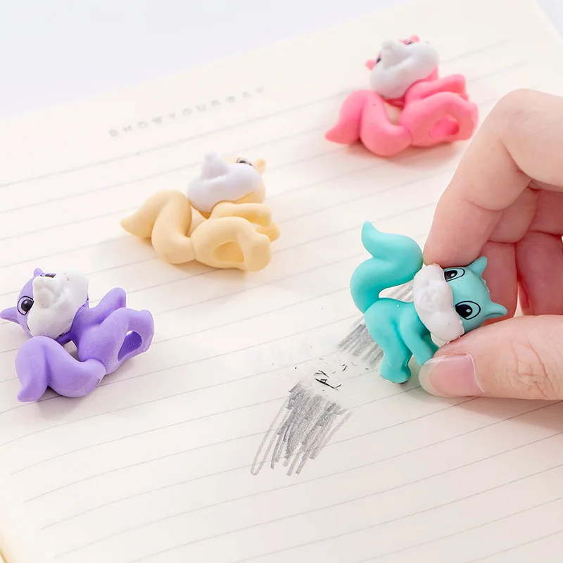 3 kusy/šarža kreatívna veverička karikatúra roztomilý živočíšny eraser skúška Maľba maľba skica gumáre Kawaii Eraser Wholesale