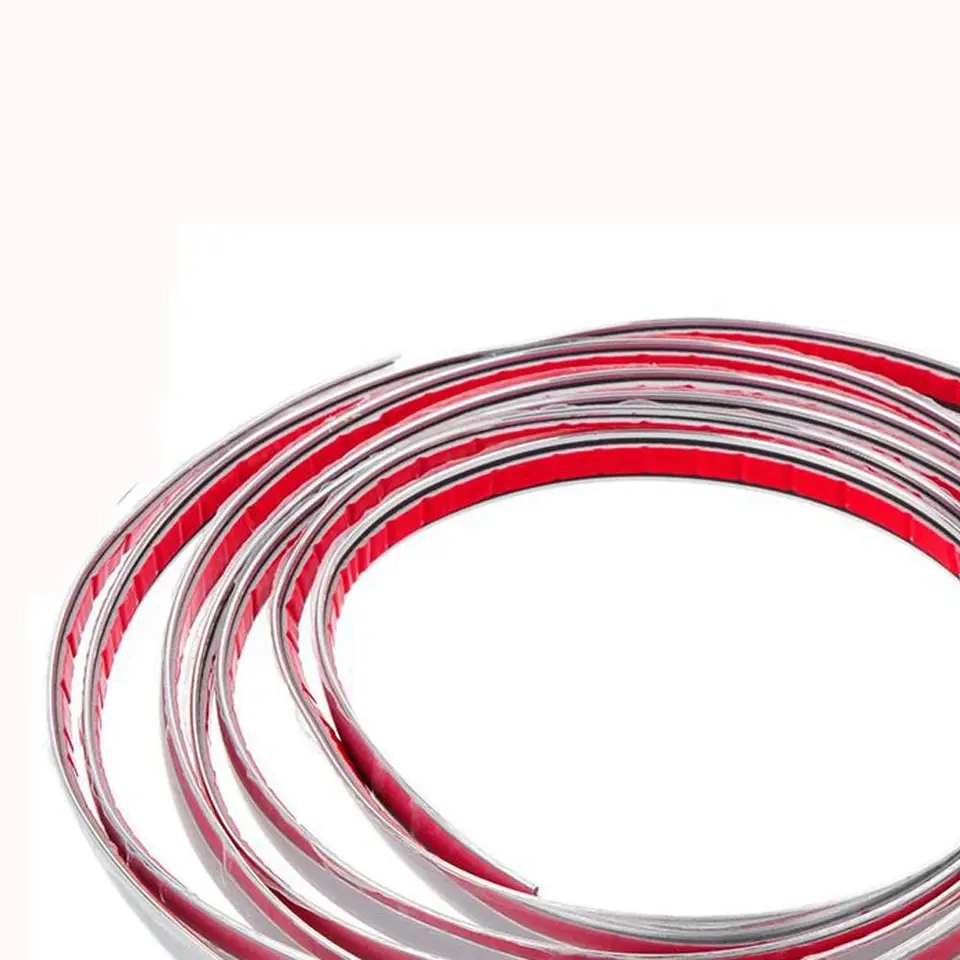 3 m telesný chrómový pásik Chrome Strip Bumper Ochranné formovacie lemovanie lepiacu nálepku 6 mm/8 mm/10 mm/12 mm/15 mm/18 mm/20 mm šírka