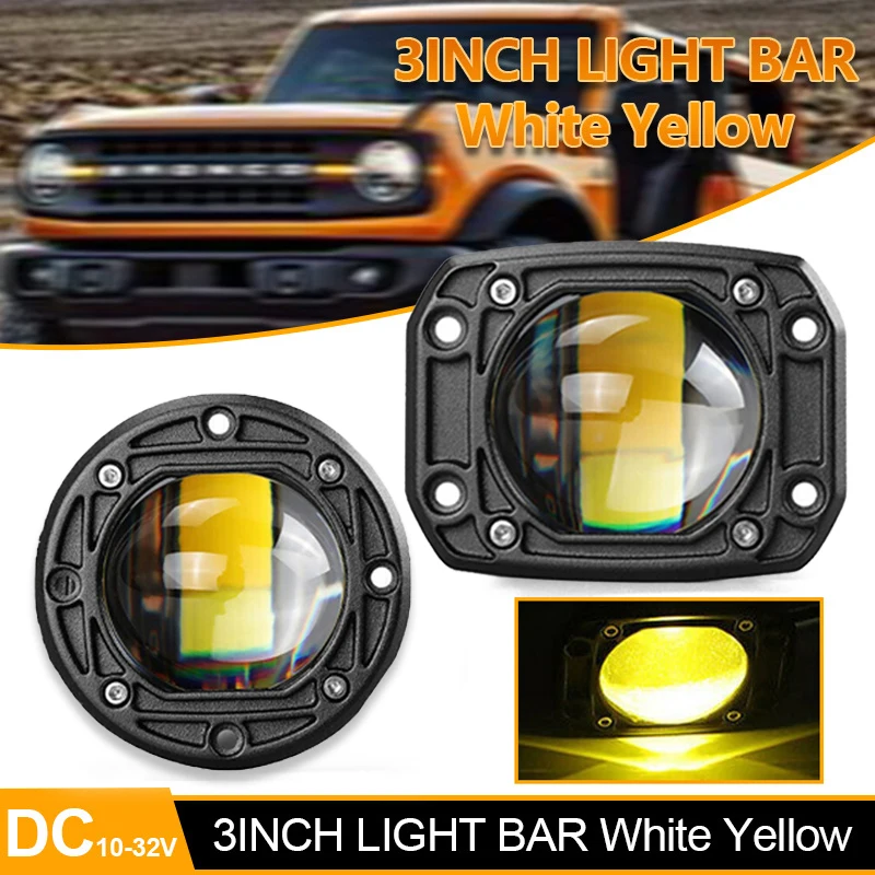3 -palcové 8D LED objektív Pracovné svetlo 40 W duálna farba 3inch hmlová lampa Hnacím lúčom štvorcový okrúhly pre mimo cesty 4WD Truck SUV ATV Motocykel