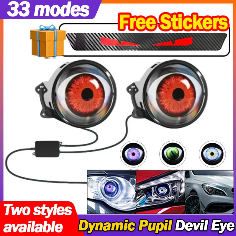 3-palcové diaľkové ovládacie oči Dodatočné vybavenie 12-36V Devil's Eye 33 režim LED auto Dynamické svetlá súpravy svetlometu automobil Moto dekoratívne
