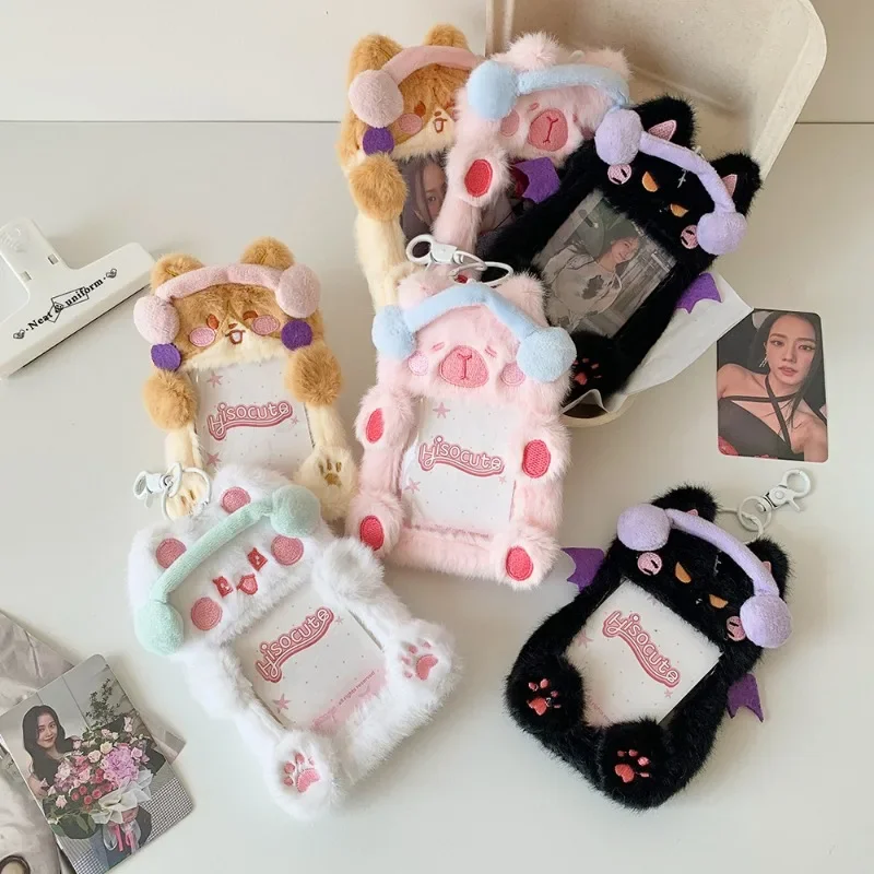 3 -palcové plyšové rukávy Fotocard držiak kľúče kľúče diabol capybara kpop spojivo Instax Mini fotoalbum pre fotografiu Kórea Idol Card