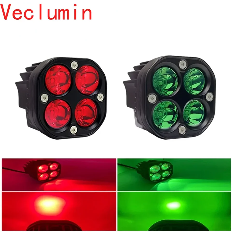 3-palcový 40 W automobilový motocykel LED reflektor Off-road High Beam Predný nárazník Pomocné zelené červené červené modré hmlové svetlo Spotlight Pracovné svetlo