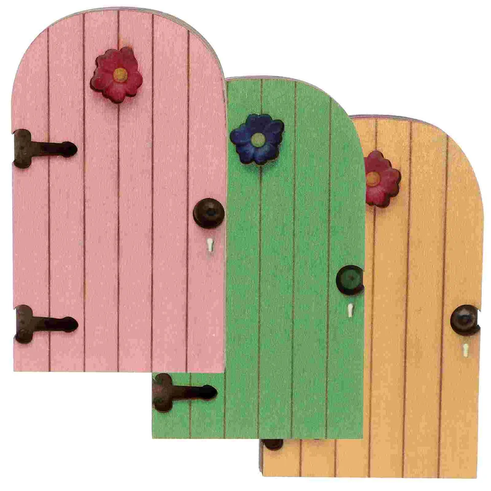 3 PCS Fairy Gate Garden Ornament Ornament Drevené dvere dekorácie miniatúrna stromová dekorácia pekná pre vonkajšiu stranu
