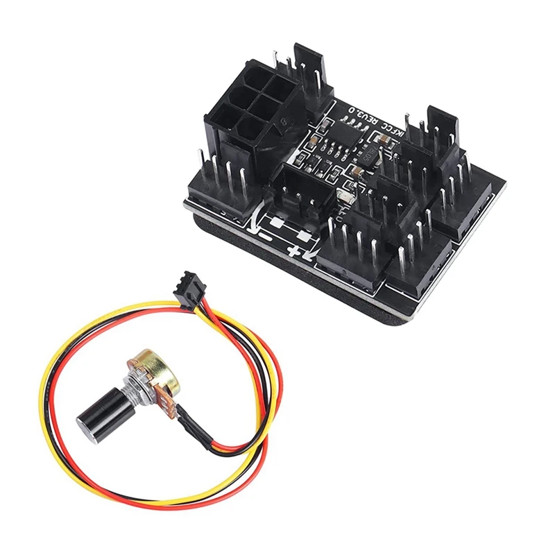 3 PIN 4 PIN ventilátor Adaptér PWM PC PC Chassis Cooling Fan Guvernér 8 -Way Splitter 12V Speed ​​Controller s 6pinovým výkonovým portom