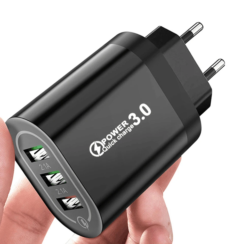 3 port USB rýchly nabíjanie R QC 3.0 Adaptér rýchleho nabíjania pre Samsung Xiaomi Redmi Tablet Tablet Mobile Poplatok Quick 3.0 nabíjačka