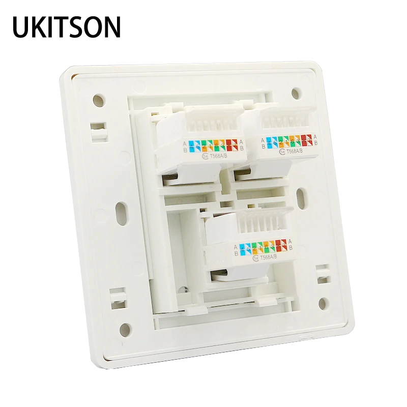 3 porty Cat6 CAT5E RJ45 LAN Socket PACKETPLATE ETHERNET CONGEKTOR BASKLATE pre panel internetovej sieťovej steny 86x86mm