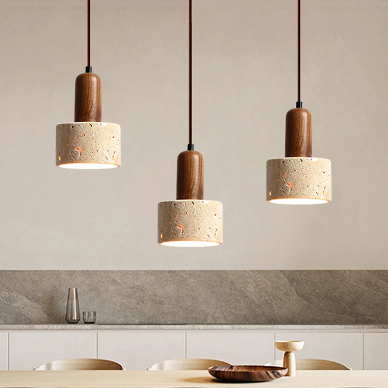 3 Prírodné žlté mramorové koridor reštaurácia Dekoratívne lustre wabi sabi sabi orechová klobúk Nordic Room lôžko LED závesné svetlo