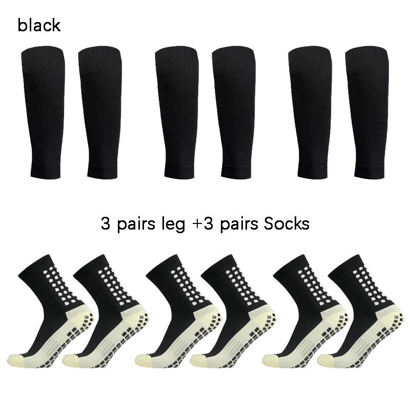 3 páry poťahy na nohy+3 páry futbalové ponožky Men Grip futbalové ponožky a kolená