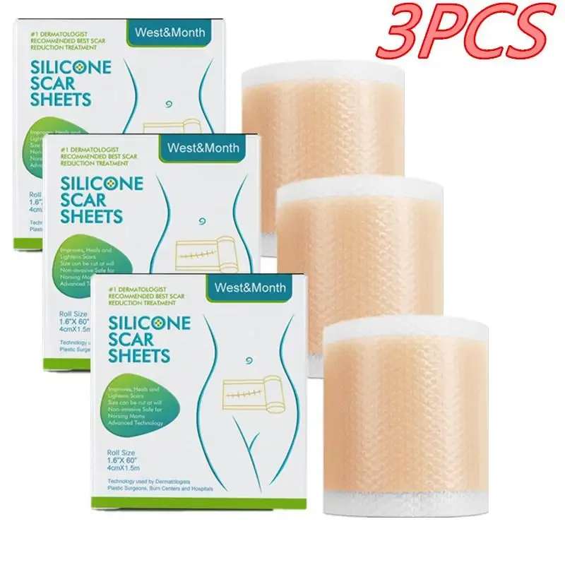 3 Roll Silikónové jazvy Lietey na opravu kože odstránenie náplasti Self-pasívne natiahnuté značky pásková terapia Burn Burn Acne Scar Care Care