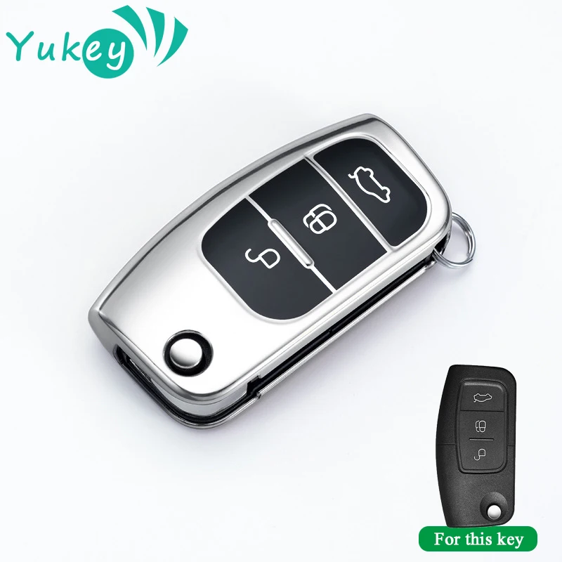 3 Tlačidlá TPU Kľúčové puzdro Case FOB Remote Smart for Ford Focus 2016 2017 KUGA 2010 KLYTLESS FOB Cover