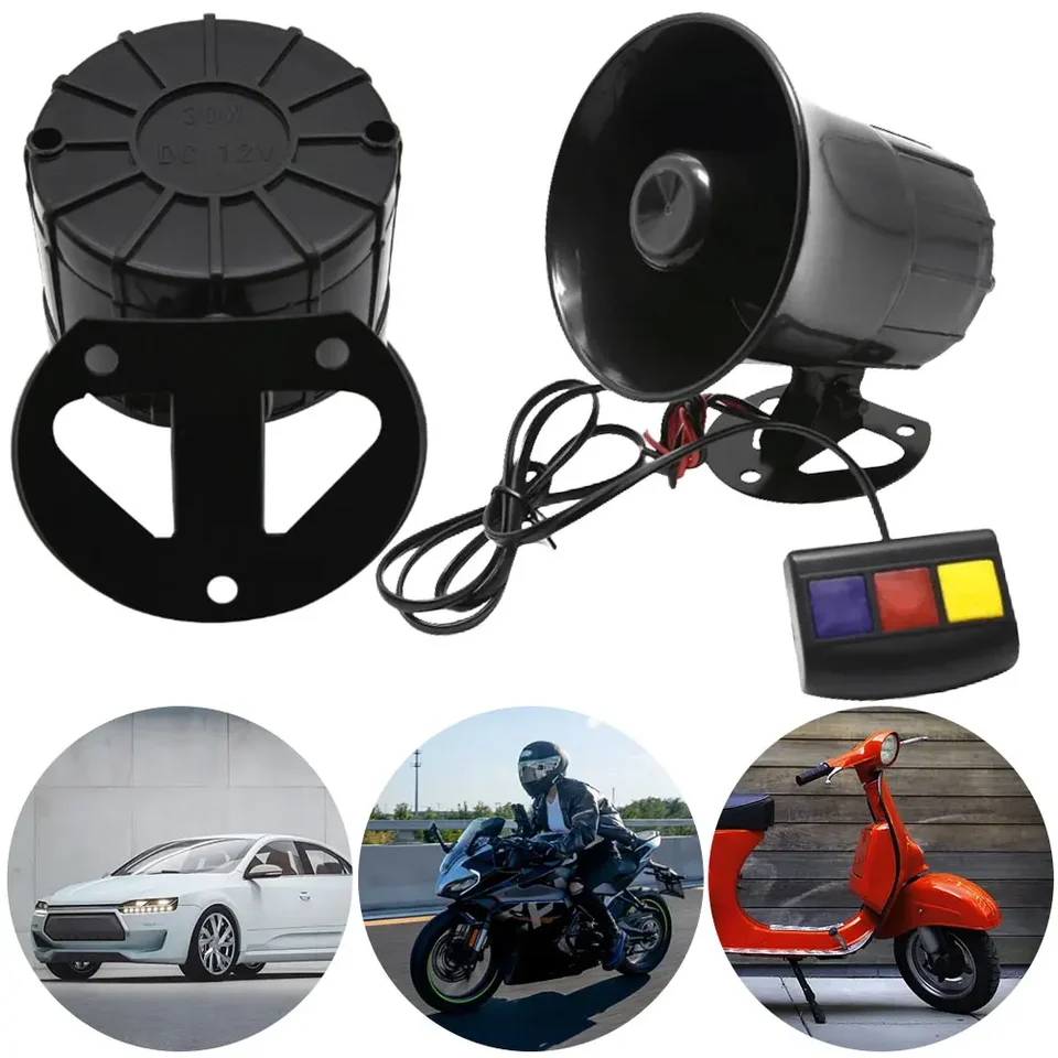 3 -tónový roh roh 12V Hlasný zvukový roh oheň Siréna Horn Reproduktor Núdzový zvukový zosilňovač reproduktor pre väčšinu automobilov motocykle 115dB