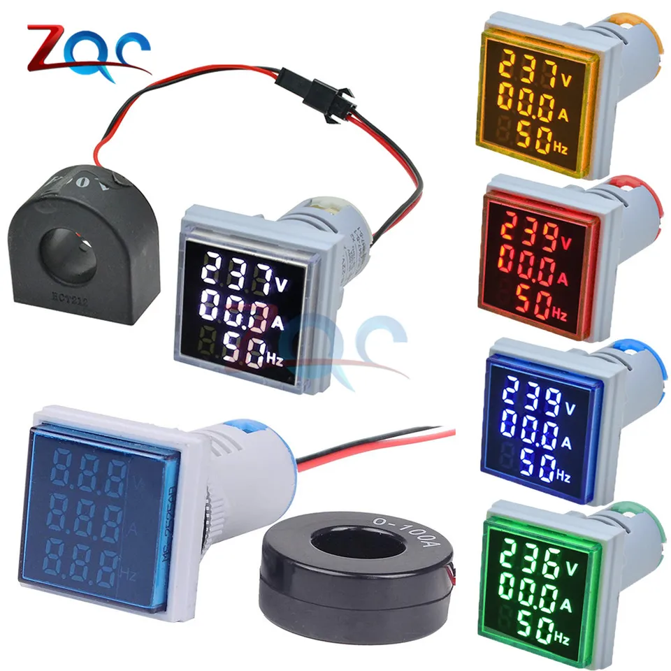 3 v 1 AC 60 ~ 500 V Digitálny voltmeter Ammeter Hz Herz frekvenčný meter prúdový indikátor napätia testera Amp Signal Light LED LED 22 mm