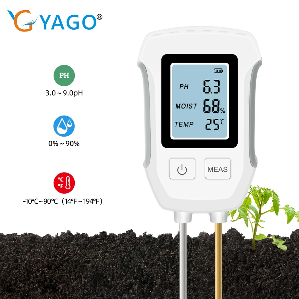 3 v 1 Digitálny tester pre digitálny pôdny tester PH/Vlhkosť/teplota s LCD displejom 3,0-9 h tepelne rezistentný kovový senzor pre kvetinové rastliny záhrada
