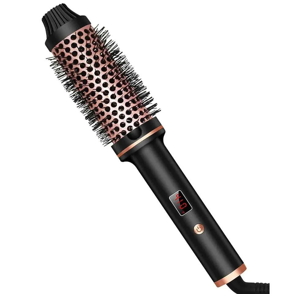3 v 1 iónové vlasové natáčanie Priamenie Profesionálne curlingové vyhrievané vlasy Styling kefa Anti-Scald Thermal Brush Curl Wand