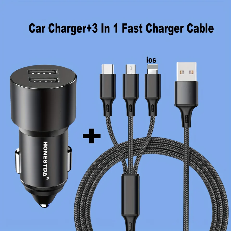 3 v 1 Kábel s rýchlym nabíjačkou, adaptér kábla viacerých nabíjacích káblov s nabíjaním Apple nabíjanie/typu C/Micro USB/tablety ... atď.