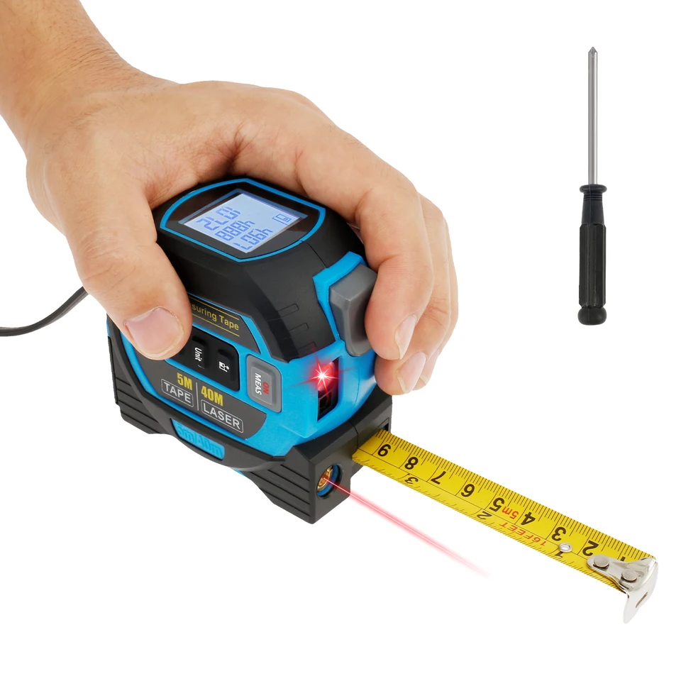 3 v 1 laserová páska merací meter merací meter digitálna páska meranie vysokej presnosti 40 m natiahnuteľné nástroja na meranie rozsahu Roll Cord Rangefinde