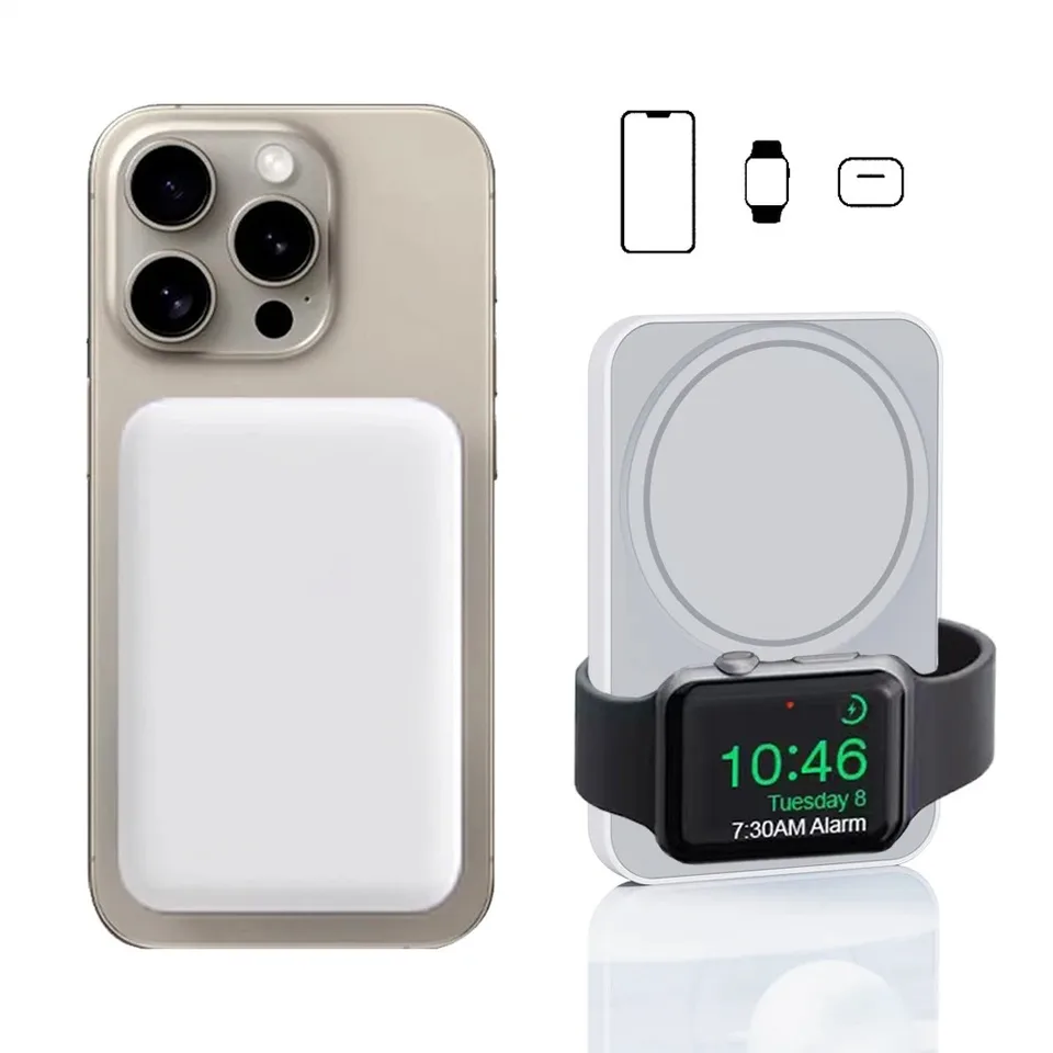 3-v-1 Magnetic PowerBank pre iPhone AirPods Apple Watch Wreeless Prenosná externá batéria MacSafe Power Bank