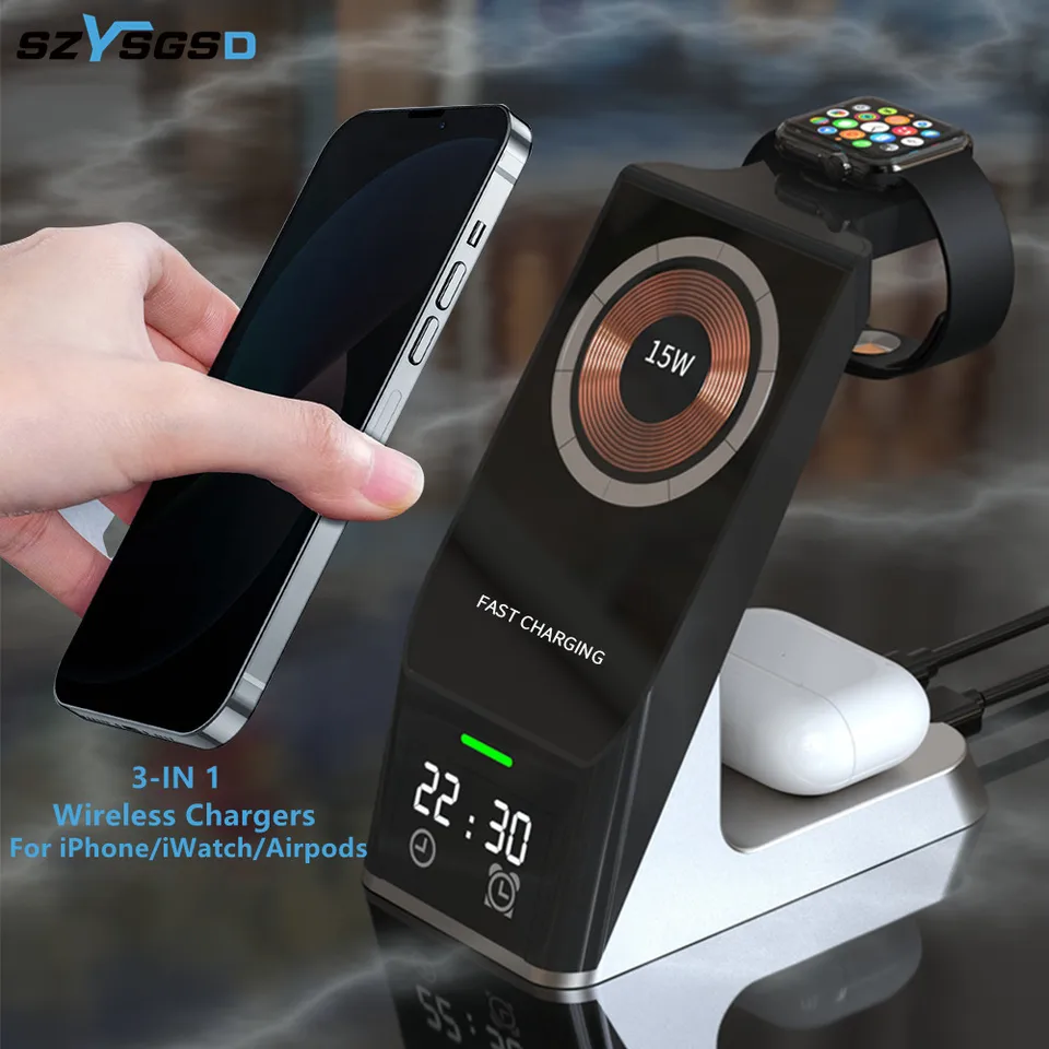 3 v 1 magnetickej bezdrôtovej nabíjačke pre iPhone 12 Pro Max/13 14 Plus nabíjačky pre Apple Watch 6 SE AirPods Pro 2 3 nabíjač