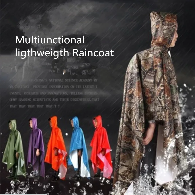 3 v 1 Multifunkcia Dospelý pláštenka Muž Samé samica vonkajšieho batohu Rain Cover na kempingové odevy Rainwear Wate odolný Poncho