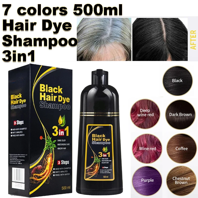 3 v 1 okamžitý sfarbenie šampónu Prírodná čierna farba pre mužov Ženy Hair farbenie Herbal hnedá fialová vlasy farbenie vlasov farbivo šampón 2024