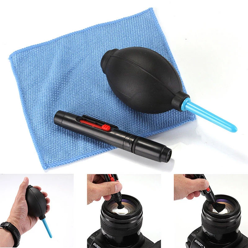3 v 1 prenosná fotoaparát čistiaca súprava Čistiaci handričkový čistič fotoaparátu Pen Air Blaster Blower Accessories nastavený pre telefóny klávesnice fotoaparátu