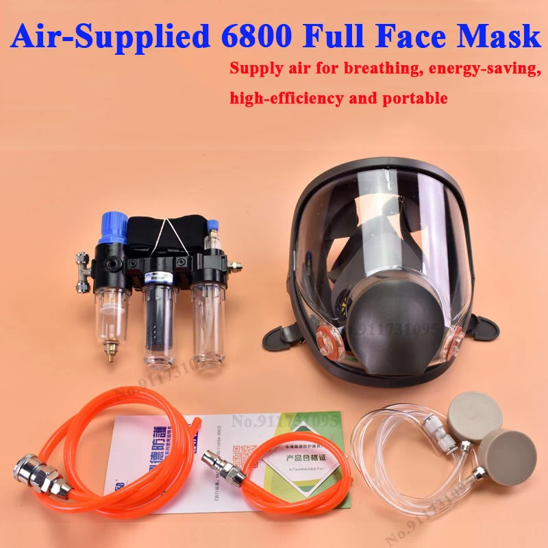 3 v 1 prívod vzduchu 6800 Full Mask Chemcial Funkcia Dodávaný systém kŕmených vzduchom kŕmené bezpečnostným respirátorom na maľovanie formaldehyd prach odolného