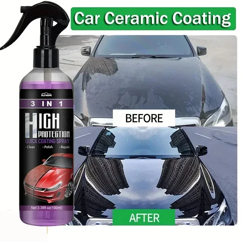 3 v 1 Rapid Ceramic Coating Fortify Automobilový vosk poľský sprej hydrofóbny intenzívny lesk lesk pre sklo a kolesá a detail tmel