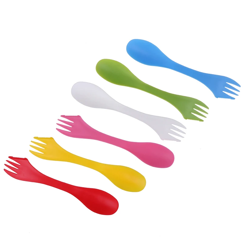 3 v 1 riadu plastový spork combo cestovné gadget príborov Coat Spoon Cutter Travel Camping Coamping Picnic Vidlička