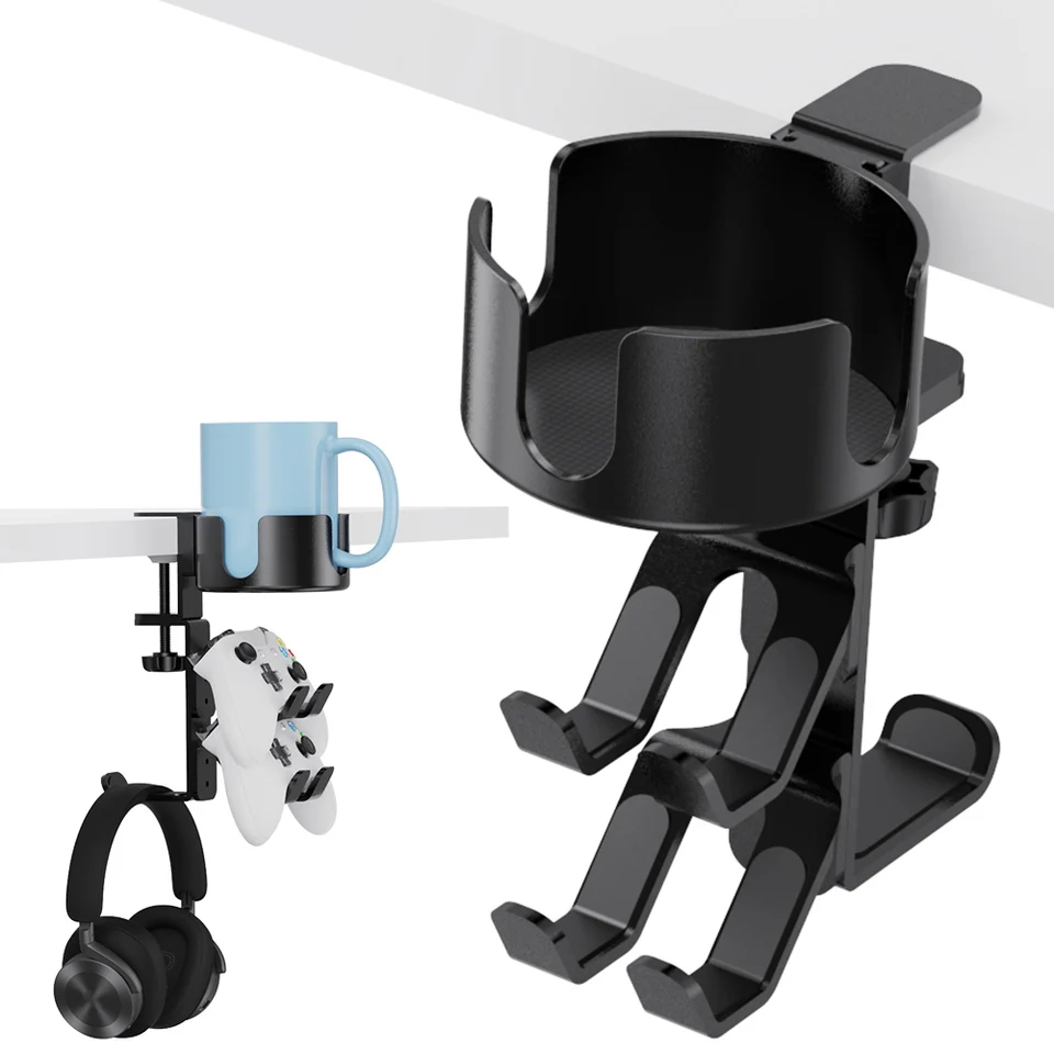 3 v 1 Rotačný držiak pre slúchadlá pre slúchadlá na stole nastaviteľná stolová svorka Claming Controller Stand Gaming Desk Accessories