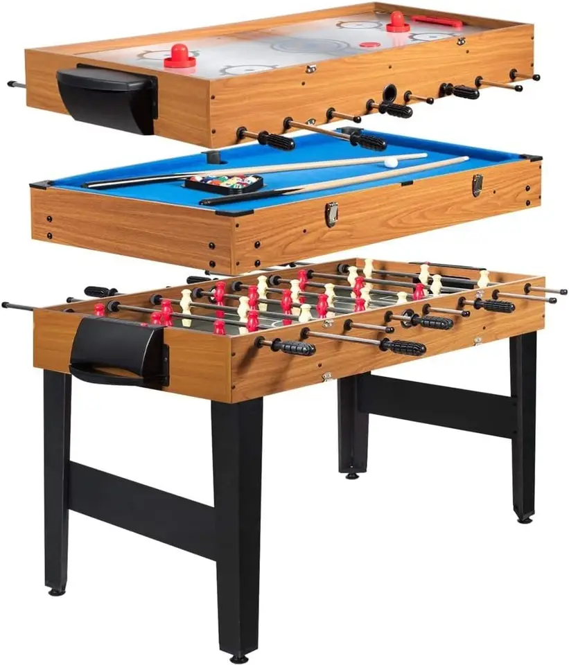 3 v 1 viacerých herných stoloch, 48 '' Foosball Table w/biliard, futbal, slibol hokej, herný stôl z dreveného foosball pre deti, dospelých, hra