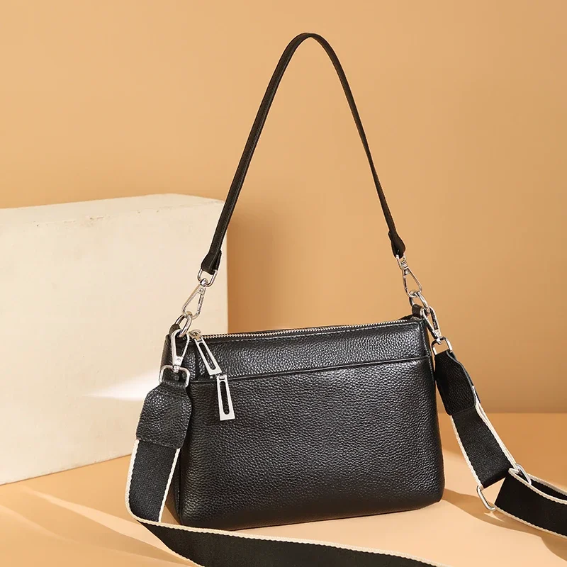 3 vrstvy Originálne kožené veľké ženy Crossbody Tote Tašky módne dámy kabelky luxusné kabelky pre chodcov