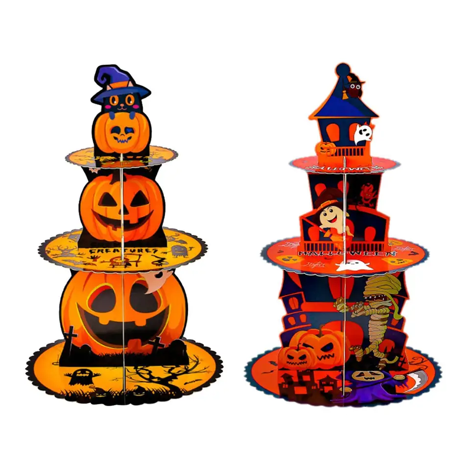 3 úrovne Halloween Cake Stand Decoration, Halloween Cartboard Cupcake,