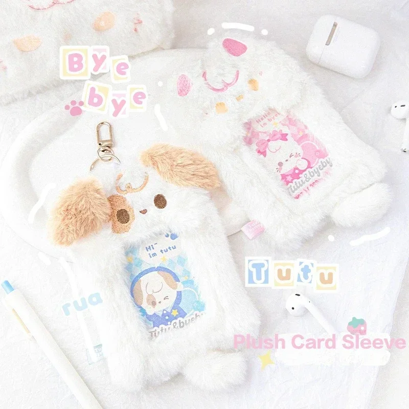 3 štýl mäkký plyšový držiteľ karty Roztomilý Cat Dog Student ID Cont Cover Ochranné puzdro Idol goo karta držiak na papierovú kartu Kpop kancelárske potreby