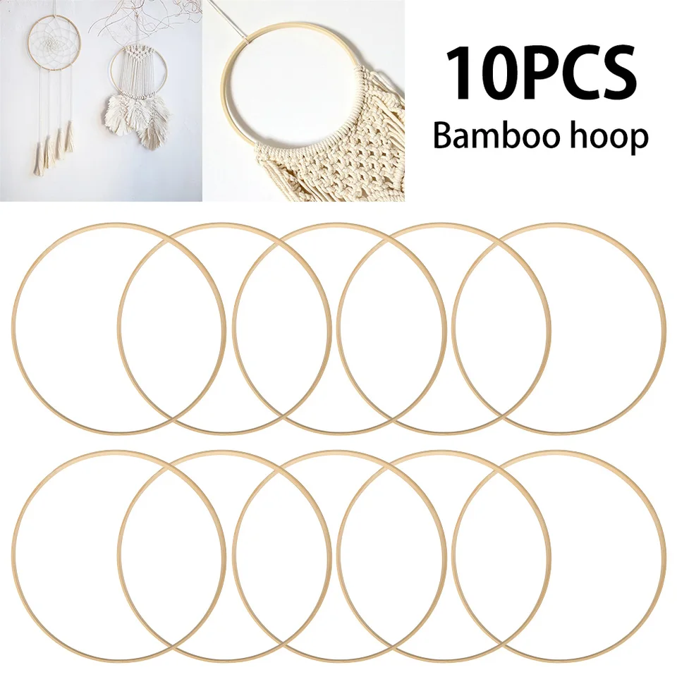 30/10 PCS Drevená obruč Weaving Weing Wall zavesenie remeslá bambus ručne vyrábaný obruč DIY Dream Catcher Svadobná dekorácia girlandu