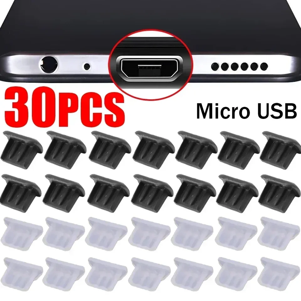 30/20/10/11ks Soft Silikone Silikone Dust Pru v pre Android Micro USB Nabíjací port